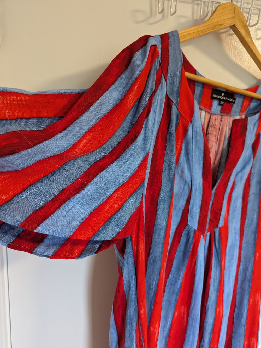 Pomander Place Red & Blue Striped Short Sleeve Tunic Dress - Picture 8 of 10